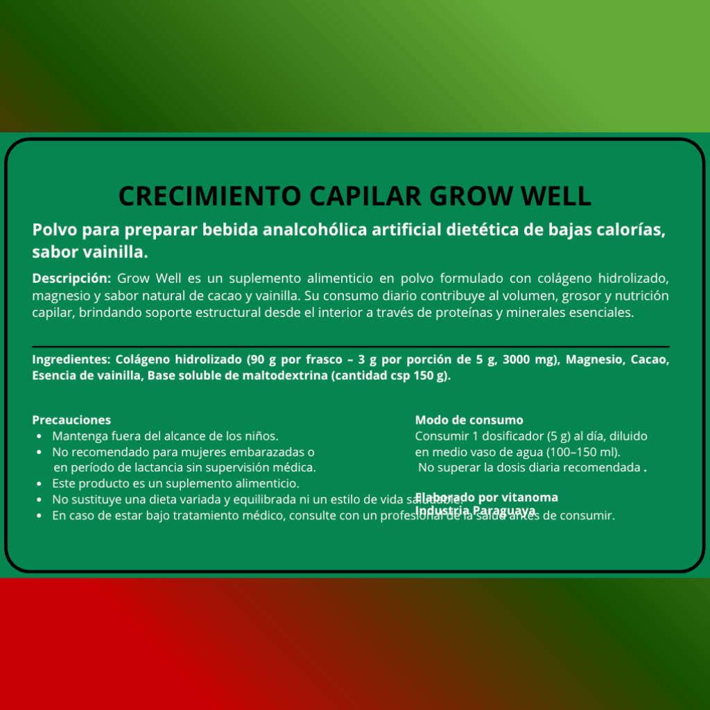 Grow Well Crecimiento Capilar para hombre y mujer: Polvo de Rápida Absorción